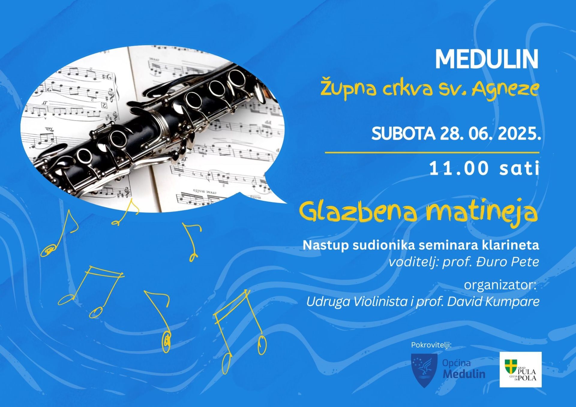 Glazbena matineja ove subote u župnoj crkvi sv. Agneze u Medulinu